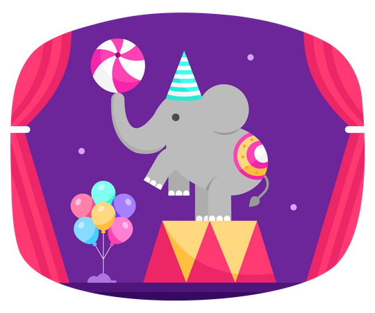 Elephant In Circus show  Illustration