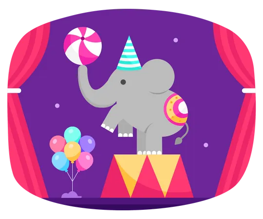 Elephant In Circus show  Illustration