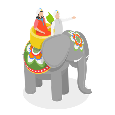 Éléphant indien avec Maharaja, culture et traditions indiennes  Illustration