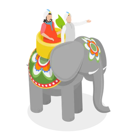 Éléphant indien avec Maharaja, culture et traditions indiennes  Illustration