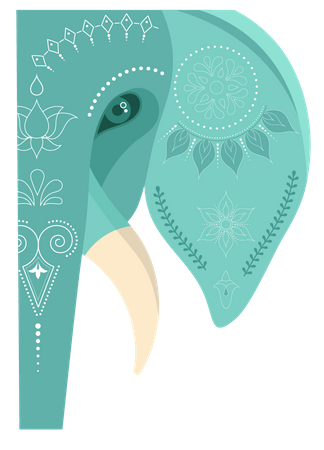 Éléphant indien décoré  Illustration