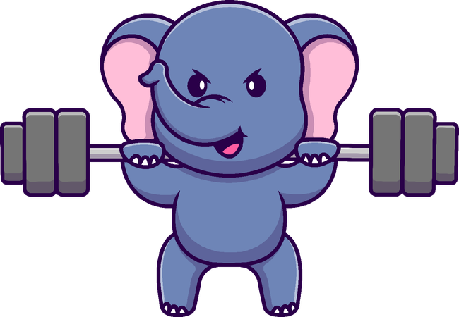 Elephant Lifting Barbell  Illustration