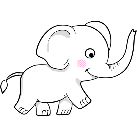 Éléphant mignon marchant  Illustration