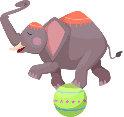Elephant on ball  Illustration