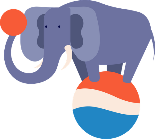 Elephant on ball Illustration