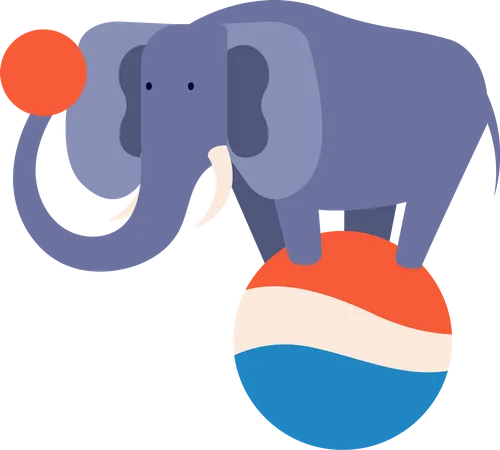 Elephant on ball  Illustration