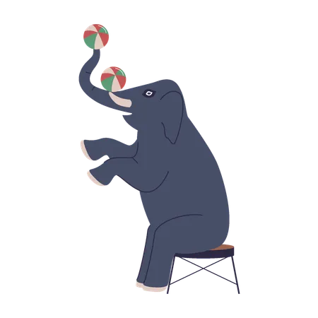 Elephant perfuming in circus show  Illustration