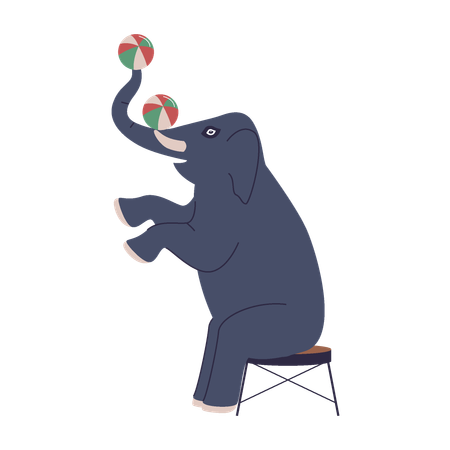 Elephant perfuming in circus show  Illustration