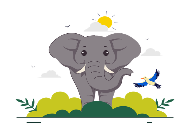 Elephant roaming in the jungle  Illustration