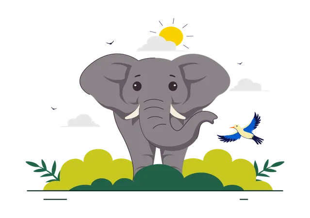 Elephant roaming in the jungle  Illustration