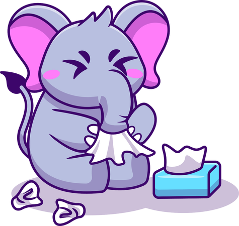 Elephant suffering from flu  Illustration