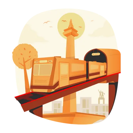 Elevated train transportation Illustration
