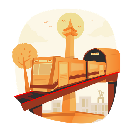 Elevated train transportation  Illustration