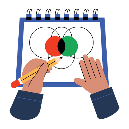 Élève créant des cercles interactifs  Illustration