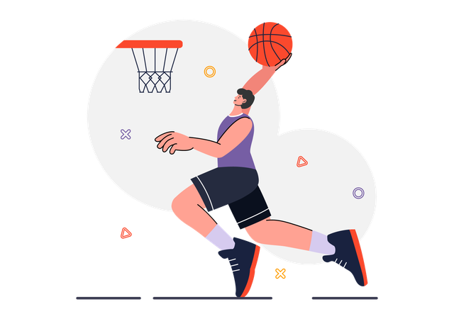 Un étudiant pratique l'entraînement de basket-ball  Illustration