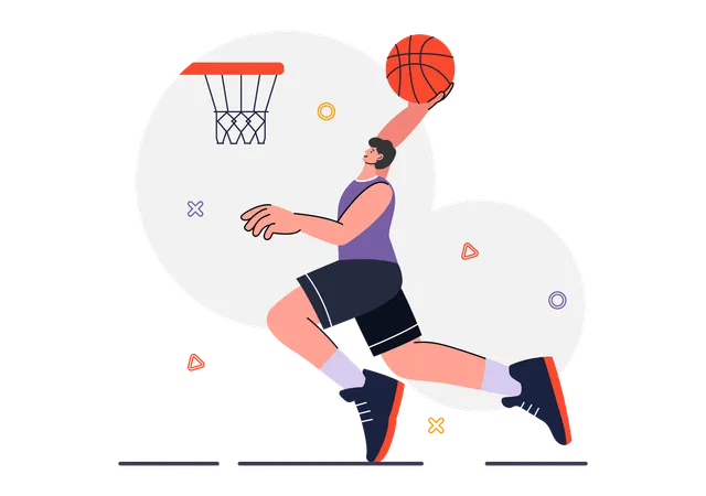 Un étudiant pratique l'entraînement de basket-ball  Illustration