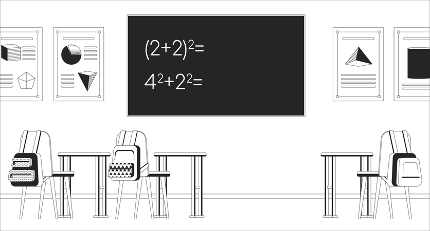 Élèves assistant à la classe de mathématiques  Illustration