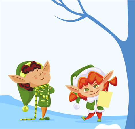 Elfe hält Weihnachtswunschliste  Illustration