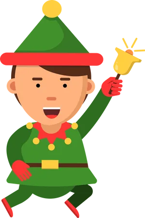 Elf holding bell  Illustration