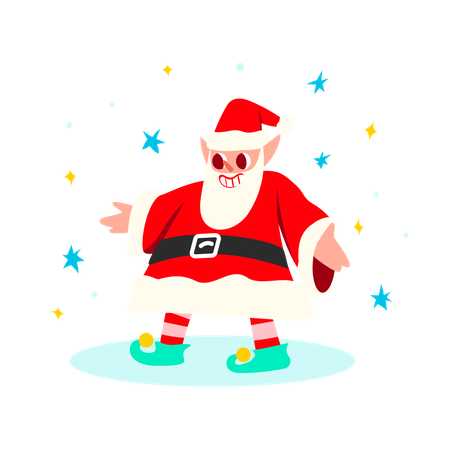 Elf im Weihnachtsmannkostüm  Illustration