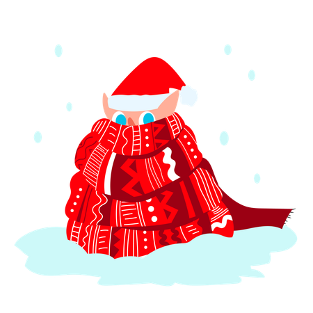 Elf in scarf  Illustration