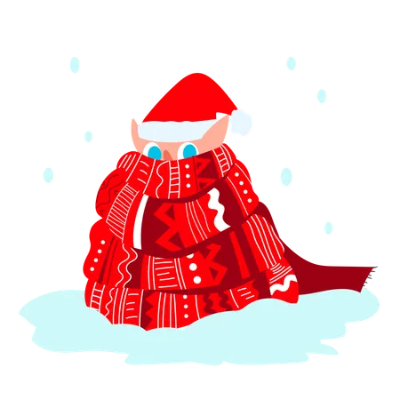 Elf in scarf  Illustration