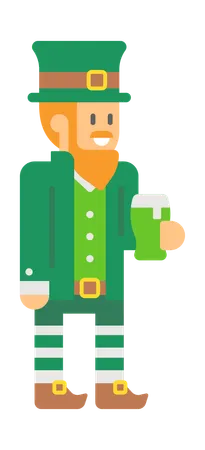 Saint Patrick Elf hält Bier  Illustration