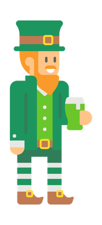 Elfe de Saint Patrick tenant de la bière  Illustration