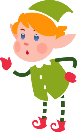 Duende de natal surpreso  Ilustração