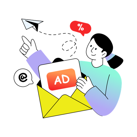 Email Advertising done by employee  Illustration