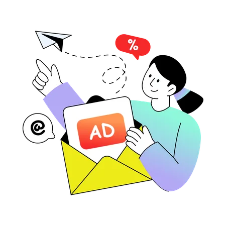 Email Advertising done by employee  Illustration