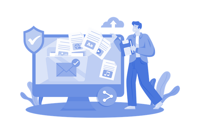 Email attachments facilitate file sharing and collaboration  Illustration