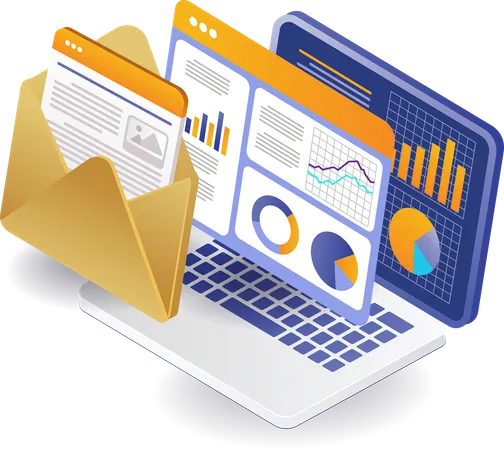 Email business analysis data  Illustration