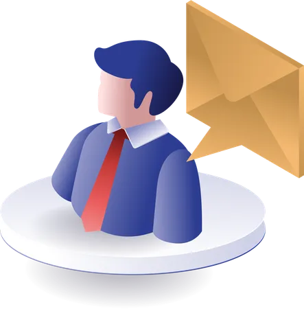 Email conversation with a businessman  Illustration