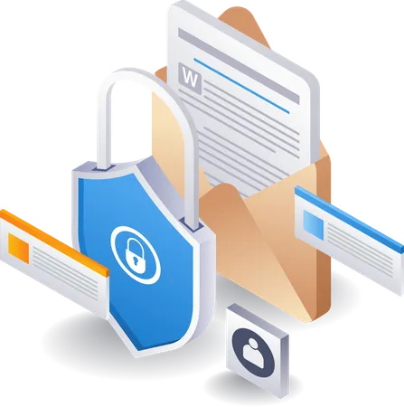 Email data security padlock  일러스트레이션