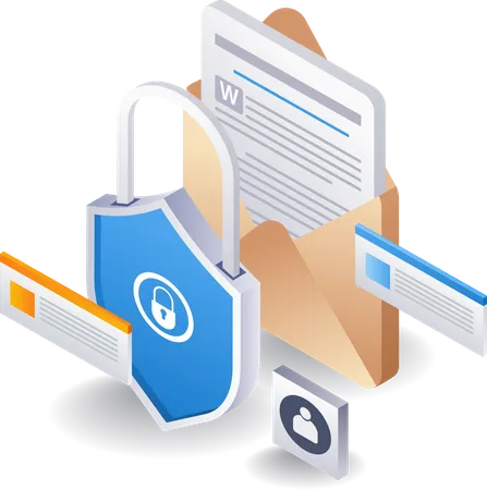 Email data security padlock  Illustration