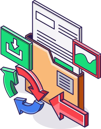 Email Data Transfer Transactions And Downloads Illustration