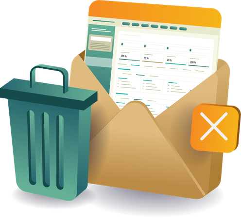 Email Data Trash Analysis Dashboard Management  Illustration