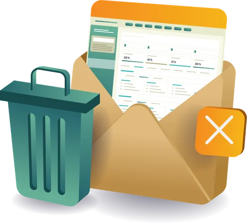 Email Data Trash Analysis Dashboard Management  Illustration