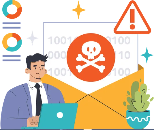 E-mail com malware  Ilustração