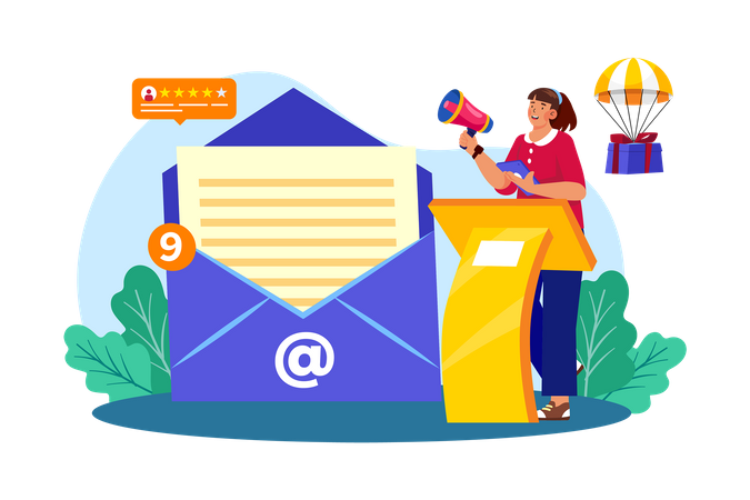 Email marketer develop and execute email campaign  Illustration