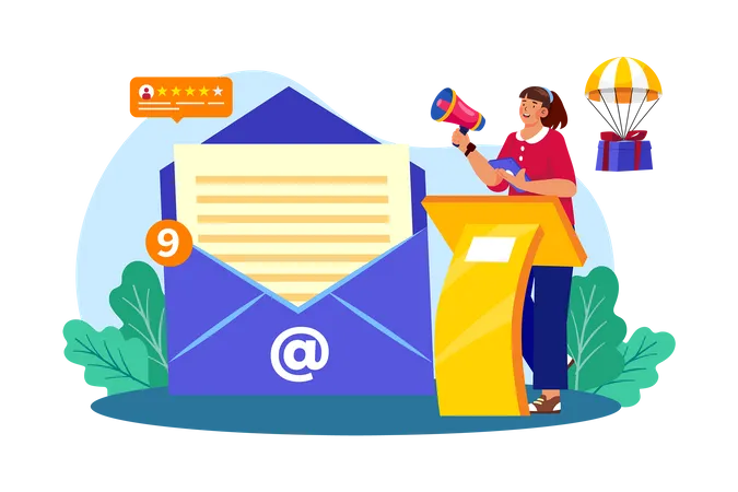 Email marketer develop and execute email campaign  Illustration