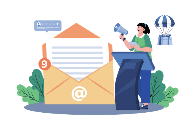 Email marketer develop and execute email campaign  Illustration