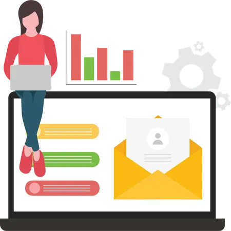 Spécialiste du marketing par e-mail optimisant les e-mails pour les moteurs de recherche  Illustration