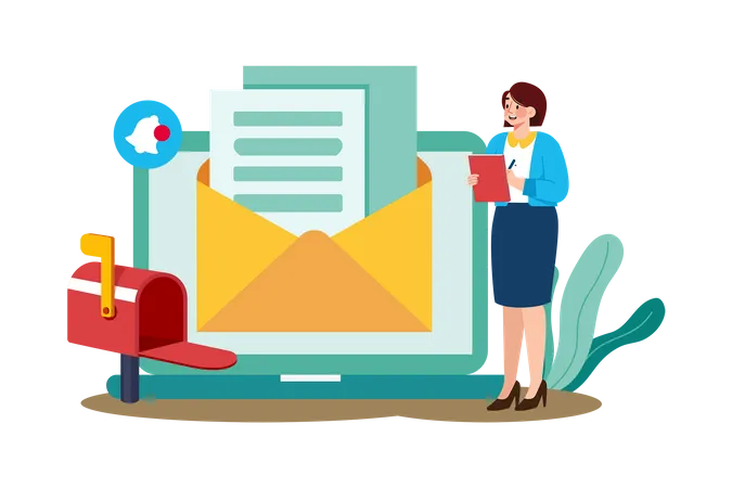 Spécialiste du marketing par e-mail optimisant les e-mails pour les moteurs de recherche  Illustration