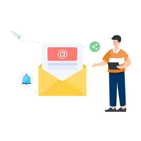 Email Marketing In Flat Illustration Design Illustration