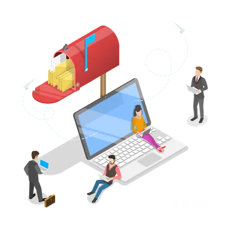 Isometric Vector Concept Of E Mail Marketing Product Promoting Advertising Campaign Digital Promotion Illustration