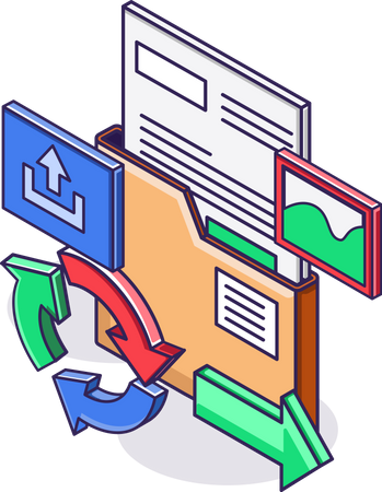 Email marketing data transfer Illustration