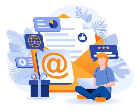 Email Marketing Scene Illustration