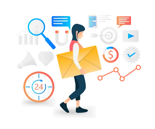 Illustration Of Digital Email Marketing Strategy Illustration